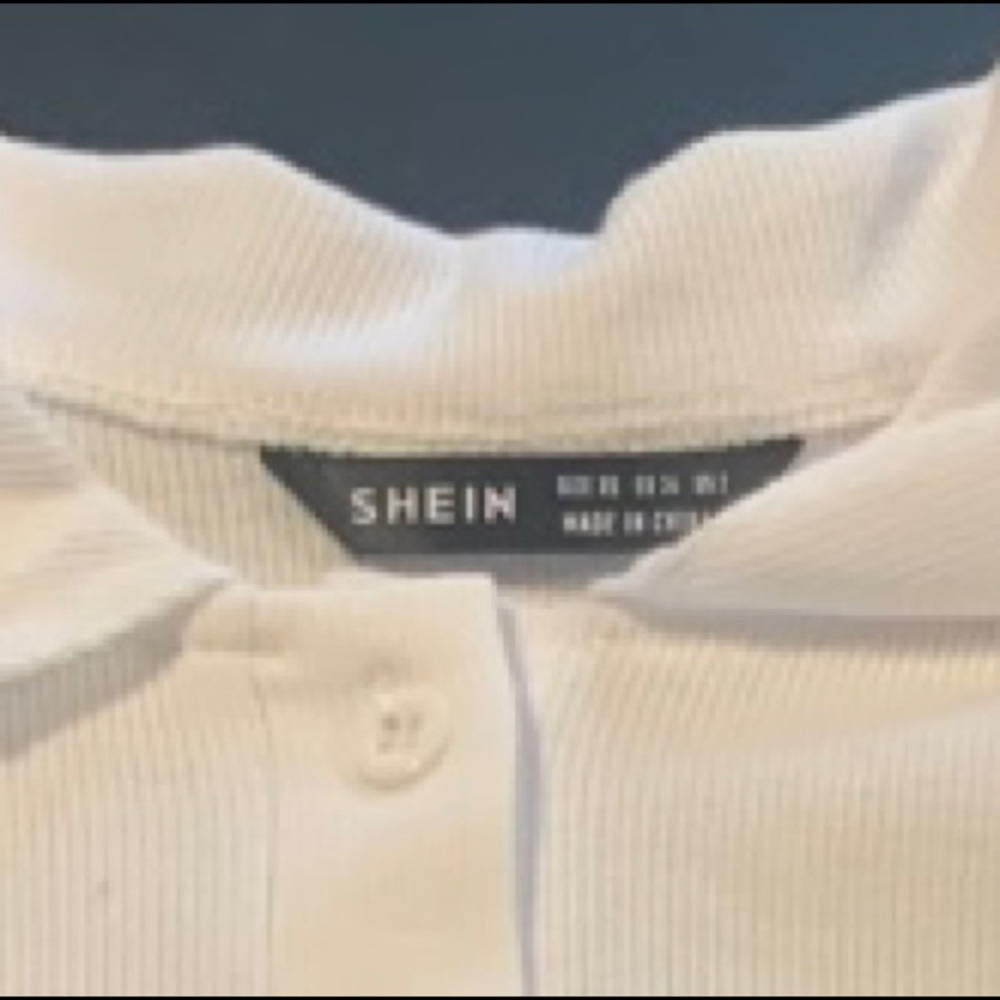 White cropped button up top